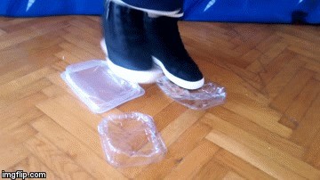 Plastic Stomp With Sneakers
