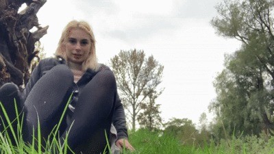Liz Humilates You Outside In A Public Park In Nylon Tights And Barefeet